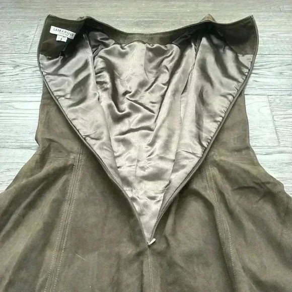 Lamarque | Brown Cowgirl 100% Leather Suede Dress with Cutout Designs Size 2 - Picture 13 of 14